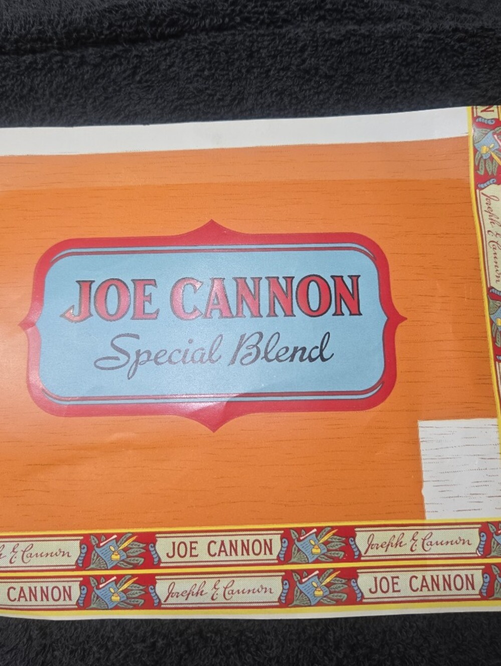 Joe Cannon Tobacco Box Label